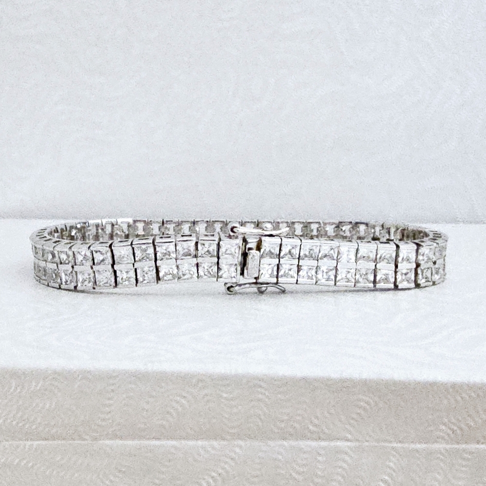 FINAL SALE! Silpada RARE Sterling Silver Double Channel CZ Tennis Bracelet B1390